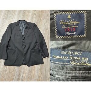 Brooks Brothers 1818 Fitzgerald Estrato Black Blazer Jacket 50‎ XL Made in USA